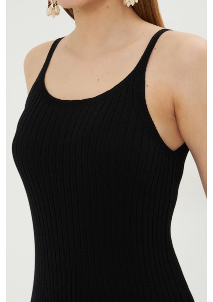 Kadın Halter Yaka Fitilli Triko Elbise 2523 modelleri