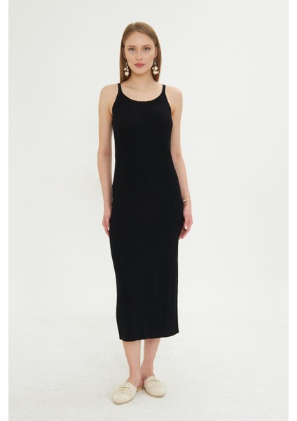 Kadın Halter Yaka Fitilli Triko Elbise 2523 indirimleri