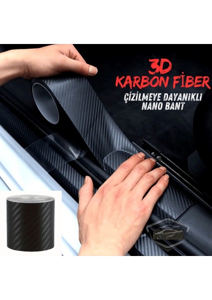 Üniversal Araç Içi 3D Siyah Karbon Kapı Eşik Bandı Arka Tampon Eşiği Koruma Folyosu Orijinal Hava Kanallı 7cm 5metre