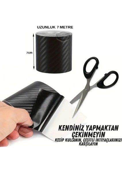 Üniversal Araç Içi 3D Siyah Karbon Kapı Eşik Bandı Arka Tampon Eşiği Koruma Folyosu Orijinal Hava Kanallı 7cm 5metre indirimleri