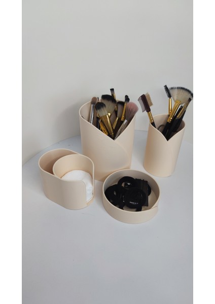 4 Lü Set Makyaj Organizer Düzenleyici Kemik Beyazı modelleri
