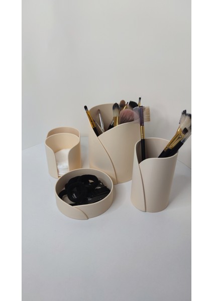 4 Lü Set Makyaj Organizer Düzenleyici Kemik Beyazı fiyatları