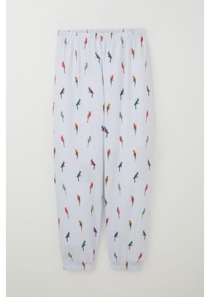 Kız Çocuk Pijama Takımı Papağan Neşesi 9-12 Yaş, Beyaz