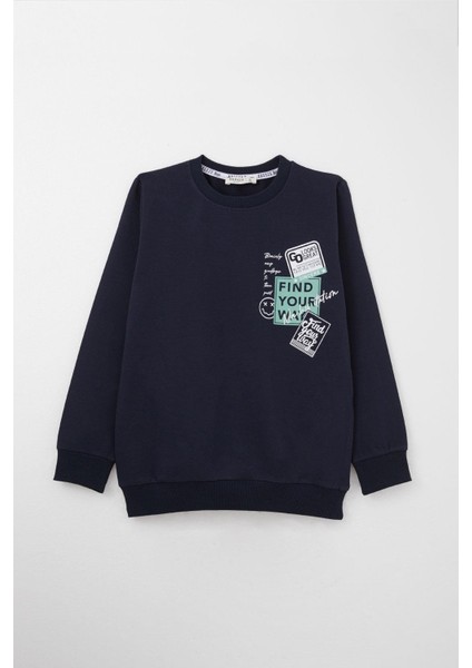 Erkek Çocuk Eşofman Takım Slogan Temalı Yazı Baskılı 6-12 Yaş, Lacivert indirimleri