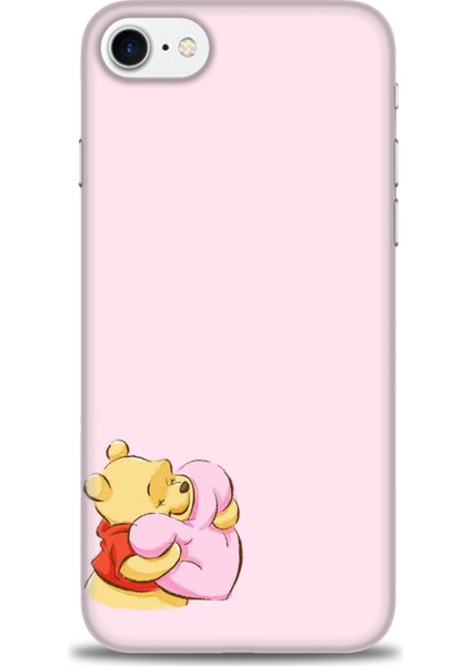 Apple iPhone Se 2020 Kılıf Hd Baskılı - Winnie The Pooh Kalpli