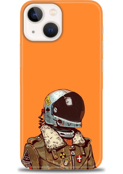 iPhone 14 Plus Kılıf Hd Baskılı - Turuncu Astronot