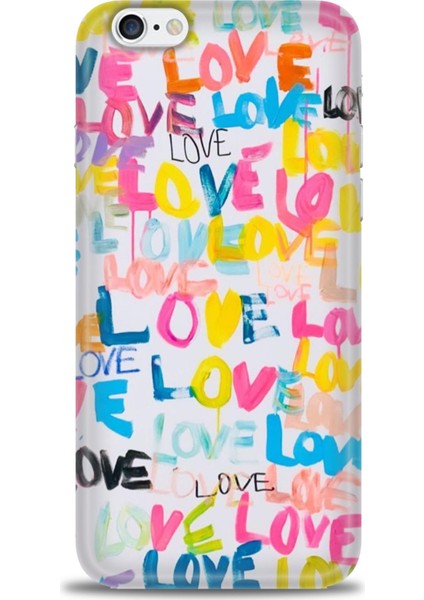 Apple iPhone 6 Kılıf Hd Baskılı - Renkli Love