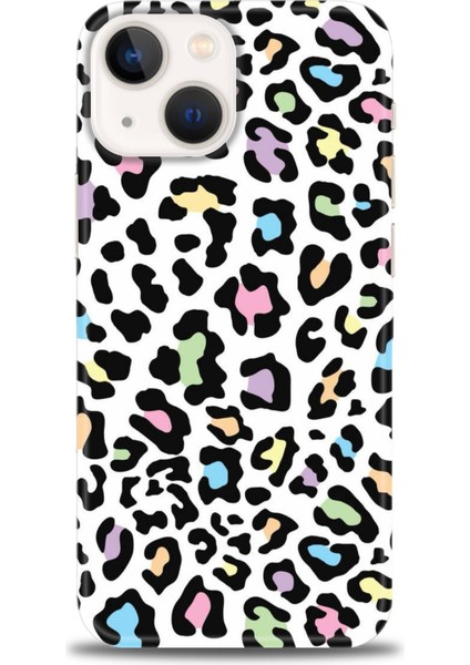 iPhone 14 Kılıf Hd Baskılı - Renkli Leopar