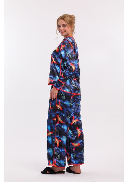 Kadın Anka Kuşu Desenli Saten Pijama
