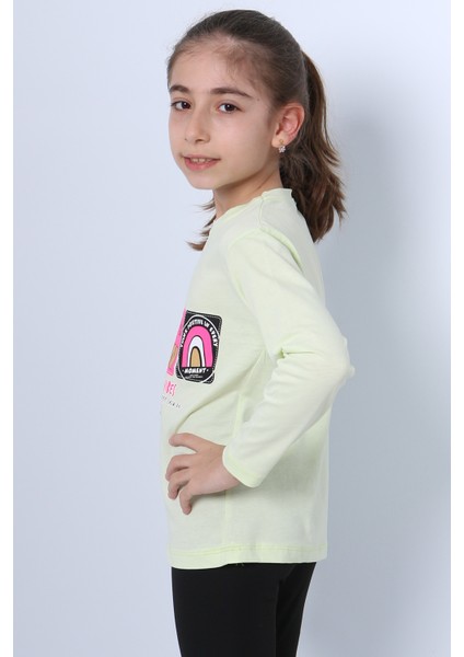 Kız Çocuk Uzun Kollu Tshirt 4 Mevsim Bisiklet Yaka Cool Edition Baskılı D45 fırsatları