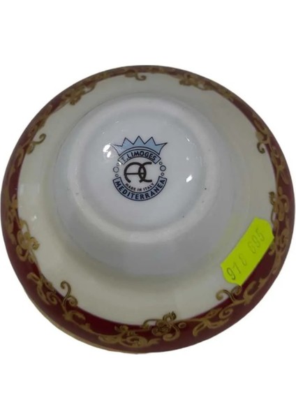 Limoges Mediterranea Made In Italy Dipinto A Mano Kırmızı Gold Kapaklı Şekerlik Desenli 1 Adet fiyatları