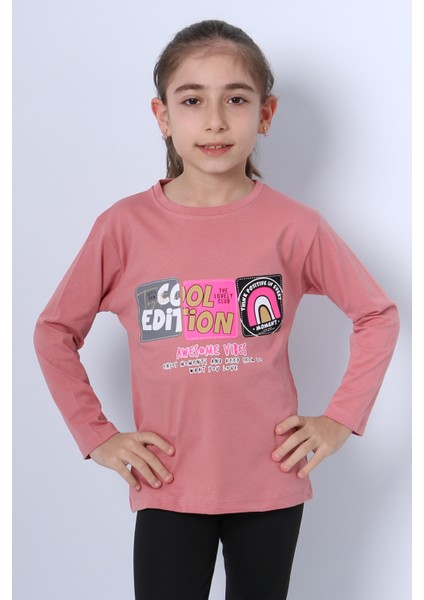 Kız Çocuk Uzun Kollu Tshirt 4 Mevsim Bisiklet Yaka Cool Edition Baskılı D45 fiyatları