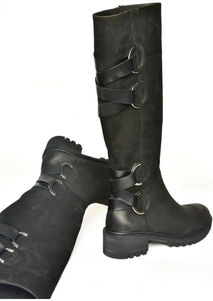 T654047201 Siyah Nubuk Kadın Çizme indirimleri