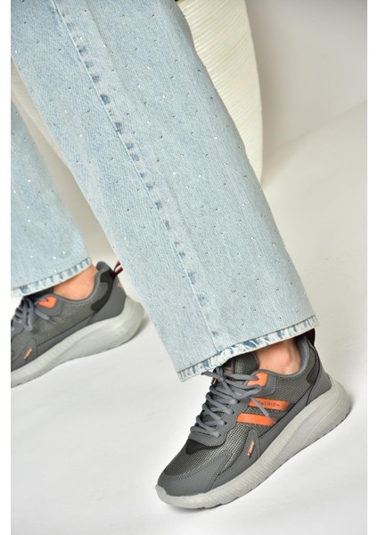 U702001504 Füme/turuncu Kumaş Spor Ayakkabı Sneakers