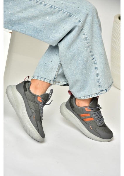 U702001504 Füme/turuncu Kumaş Spor Ayakkabı Sneakers