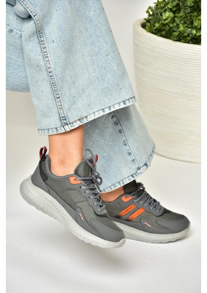U702001504 Füme/turuncu Kumaş Spor Ayakkabı Sneakers