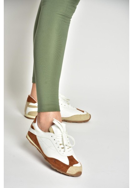 U973645209 Beyaz/taba Spor Ayakkabı Sneakers