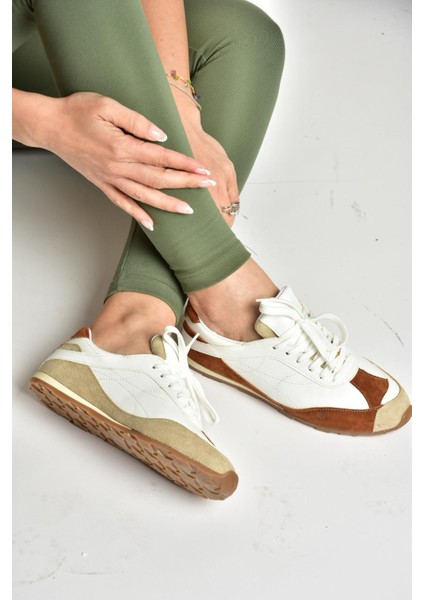 U973645209 Beyaz/taba Spor Ayakkabı Sneakers
