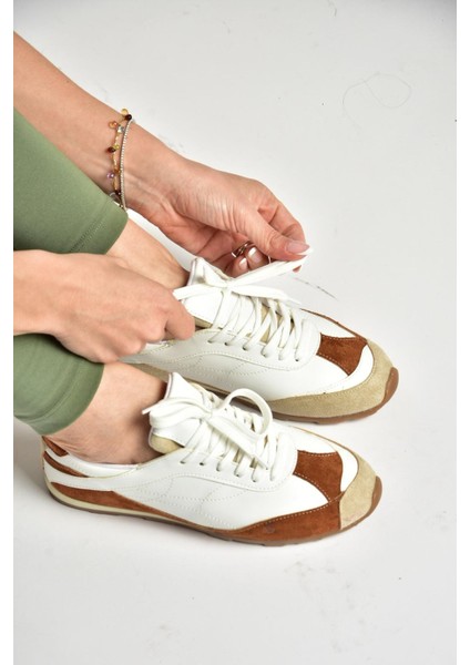 U973645209 Beyaz/taba Spor Ayakkabı Sneakers