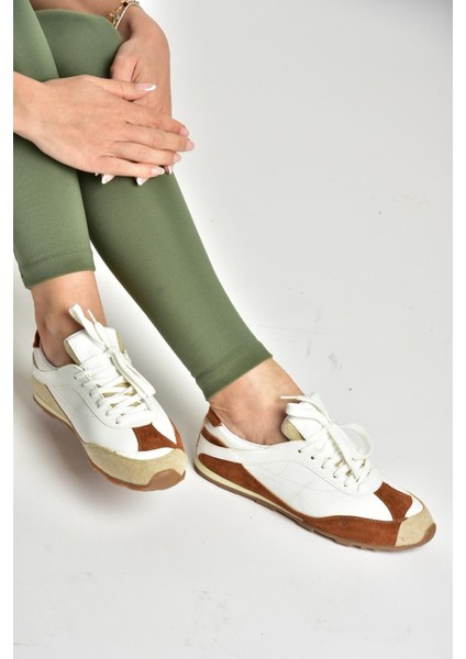 U973645209 Beyaz/taba Spor Ayakkabı Sneakers