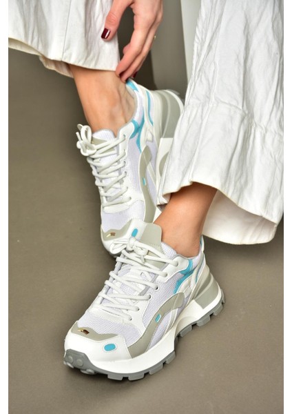 S312213109 Beyaz Kalın Tabanlı Spor Ayakkabı Sneakers