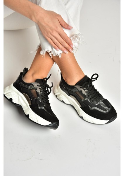 U973568209 Siyah Kalın Tabanlı Spor Ayakkabı Sneakers fiyatları