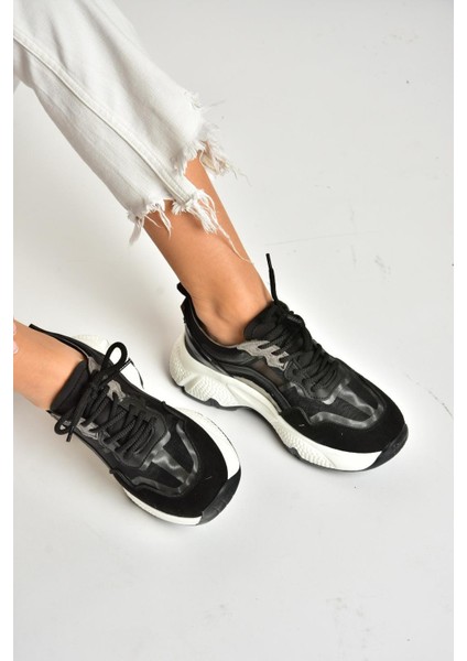 U973568209 Siyah Kalın Tabanlı Spor Ayakkabı Sneakers modelleri