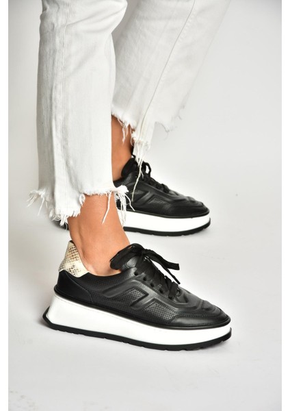 U555605603 Siyah Kalın Tabanlı Spor Ayakkabı Sneakers fiyatları
