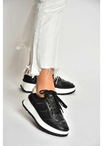 U555605603 Siyah Kalın Tabanlı Spor Ayakkabı Sneakers modelleri