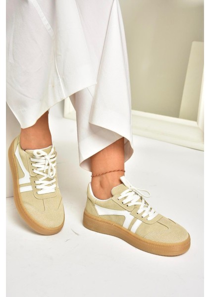 U274431102 Bej Süet Spor Ayakkabı Sneakers