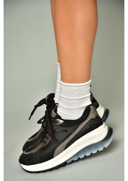 U973213809 Siyah Kalın Tabanlı Spor Ayakkabı Sneakers fiyatları