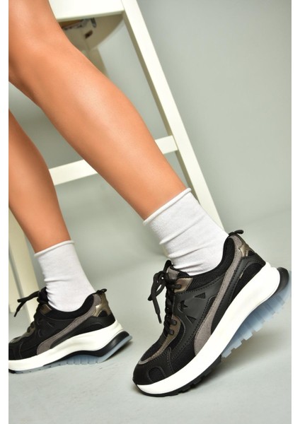U973213809 Siyah Kalın Tabanlı Spor Ayakkabı Sneakers modelleri