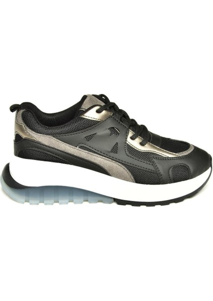 U973213809 Siyah Kalın Tabanlı Spor Ayakkabı Sneakers indirimleri