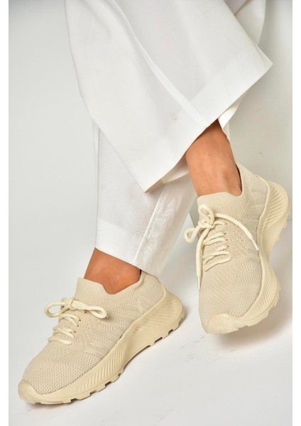 U239004004 Bej Kumaş Spor Ayakkabı Sneakers modelleri