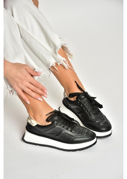 U555605603 Siyah Kalın Tabanlı Spor Ayakkabı Sneakers indirimleri