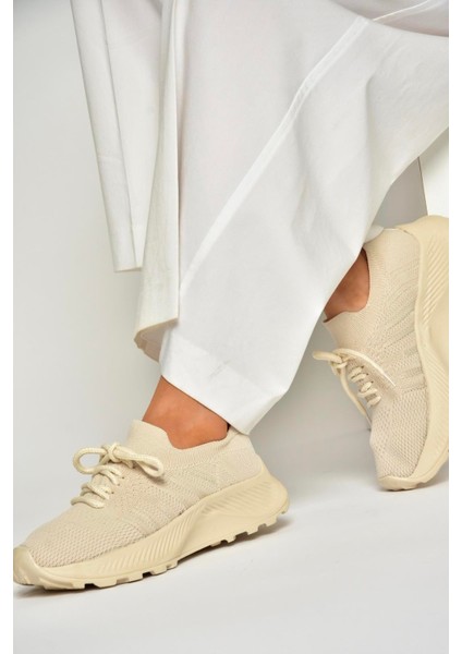 U239004004 Bej Kumaş Spor Ayakkabı Sneakers