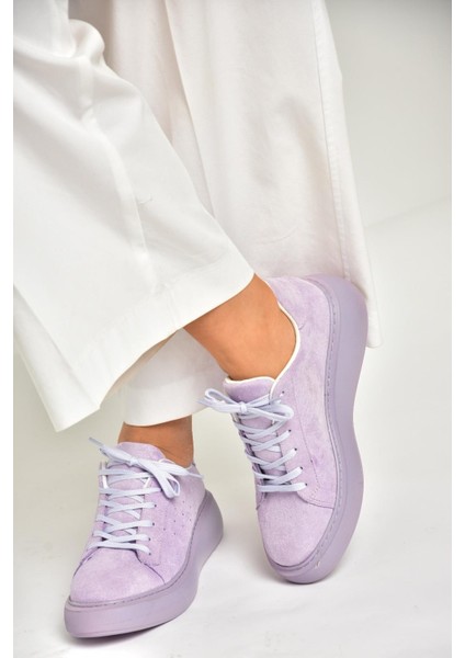 P602045002 Lila Süet Kadın Spor Ayakkabı Sneakers