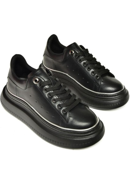T820664009 Siyah Kalın Tabanlı Spor Ayakkabı Sneakers