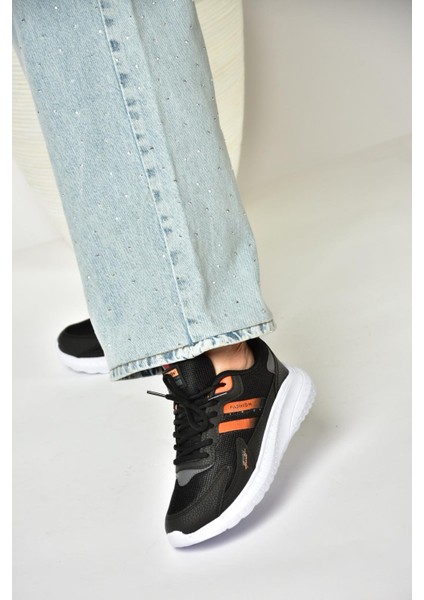 U702001504 Siyah/turuncu Kumaş Spor Ayakkabı Sneakers