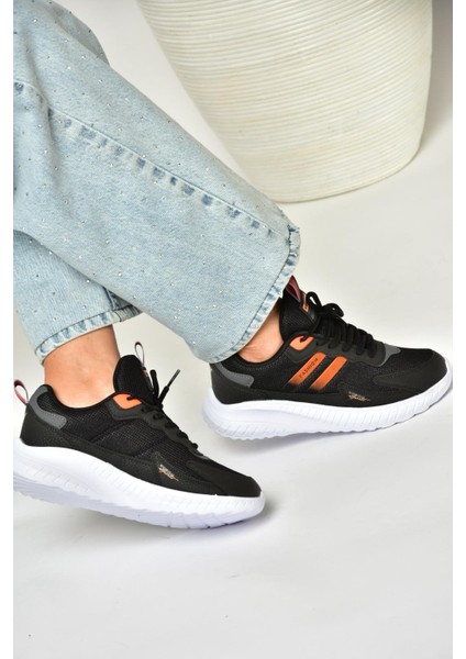 U702001504 Siyah/turuncu Kumaş Spor Ayakkabı Sneakers modelleri