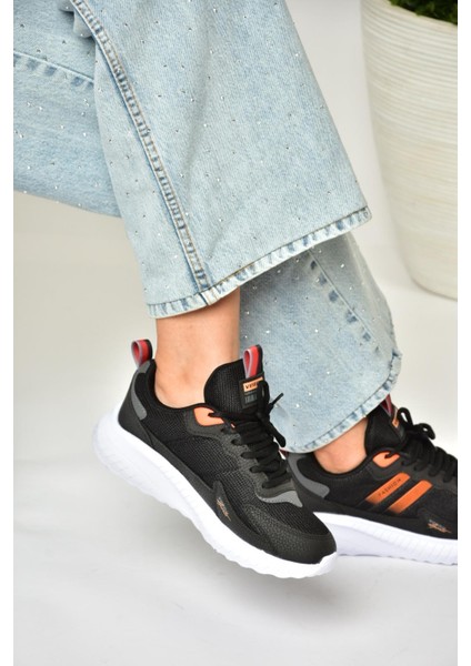 U702001504 Siyah/turuncu Kumaş Spor Ayakkabı Sneakers fırsatları