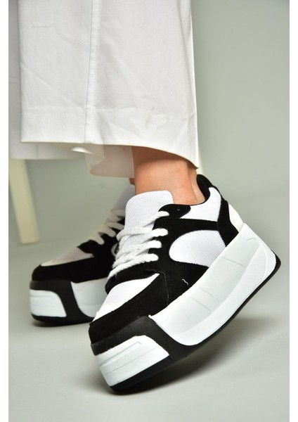 U973219002 Siyah/beyaz Kalın Tabanlı Spor Ayakkabı Sneakers modelleri