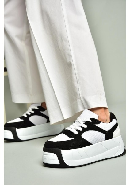 U973219002 Siyah/beyaz Kalın Tabanlı Spor Ayakkabı Sneakers fırsatları