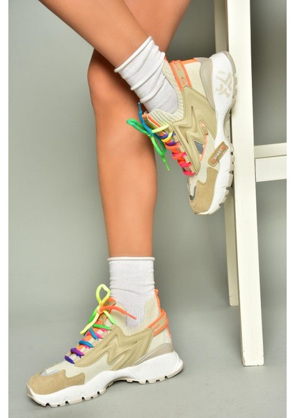 U602602502 Bej Süet Kadın Spor Ayakkabı Sneakers modelleri