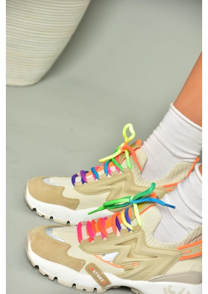 U602602502 Bej Süet Kadın Spor Ayakkabı Sneakers fırsatları