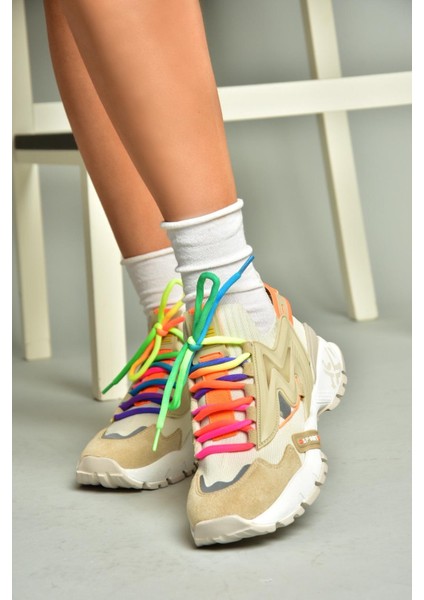U602602502 Bej Süet Kadın Spor Ayakkabı Sneakers indirimleri