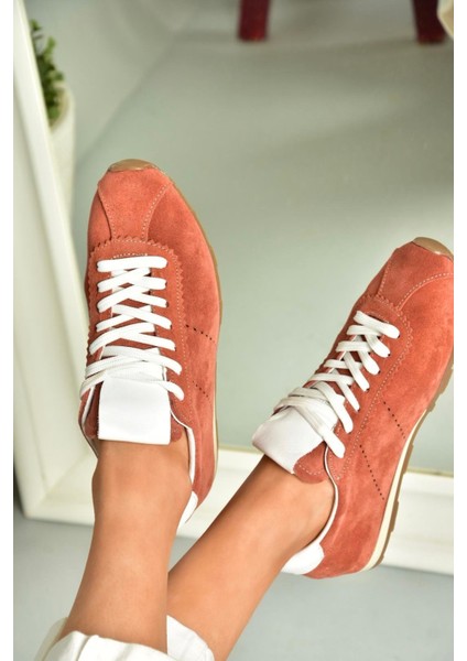 U312311602 Kiremit Hakiki Süet Spor Ayakkabı