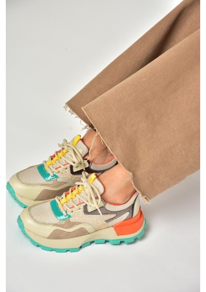 S312214109 Bej Kalın Tabanlı Spor Ayakkabı Sneakers