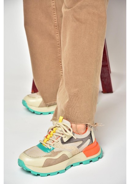 S312214109 Bej Kalın Tabanlı Spor Ayakkabı Sneakers fırsatları