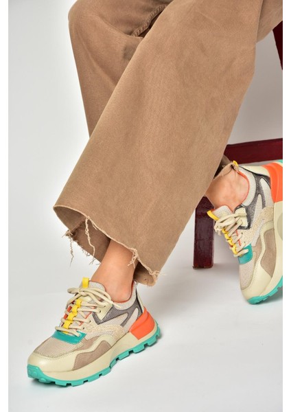 S312214109 Bej Kalın Tabanlı Spor Ayakkabı Sneakers indirimleri